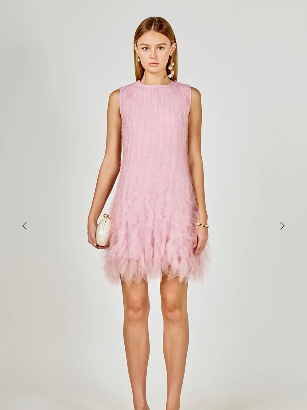 NWT Endless Rose Blush Pink Sleeveless Tulle Hem Mini Dress